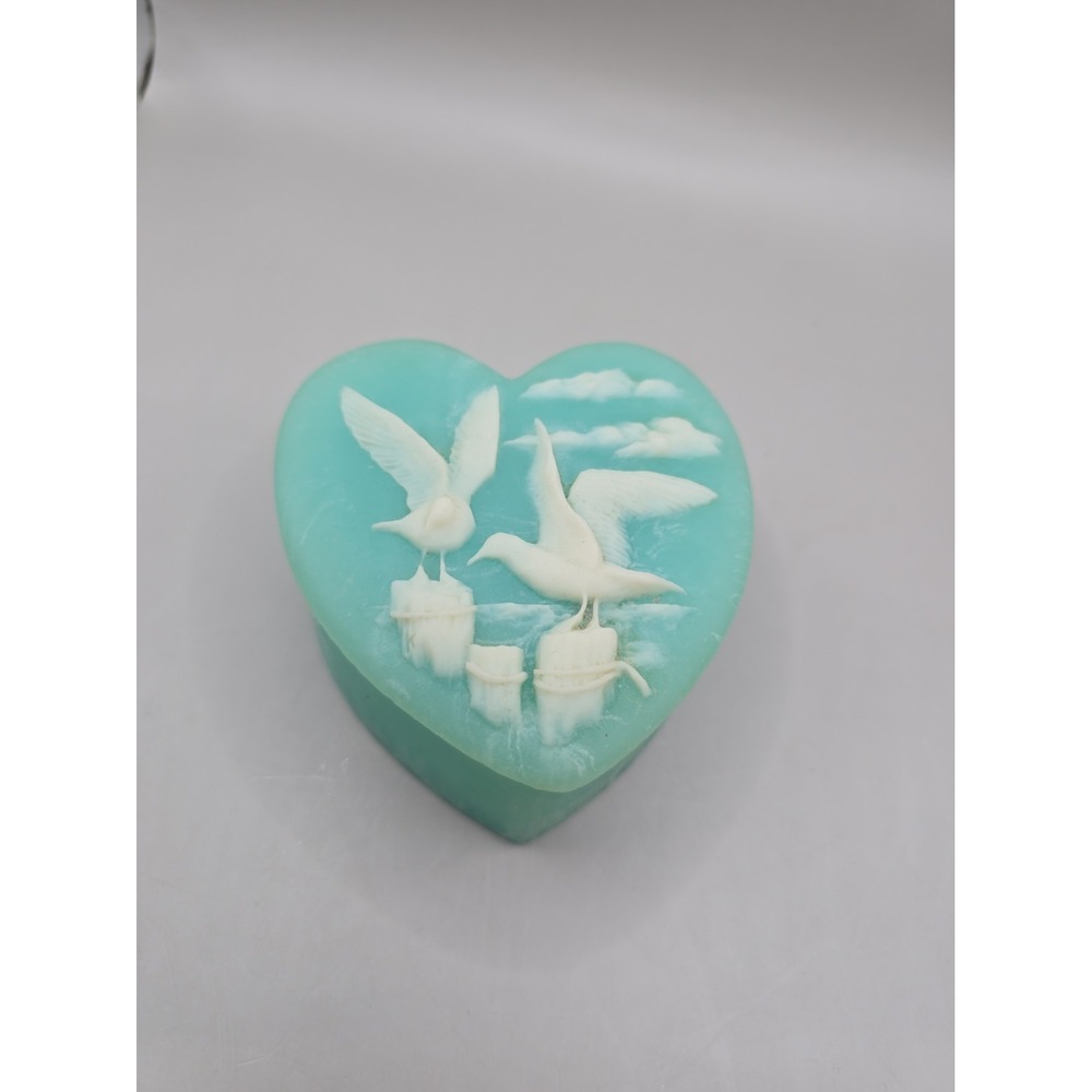Vintage Trinket Box by Design Gifts Int'l Seagull Beach Soap Stone Turquoise